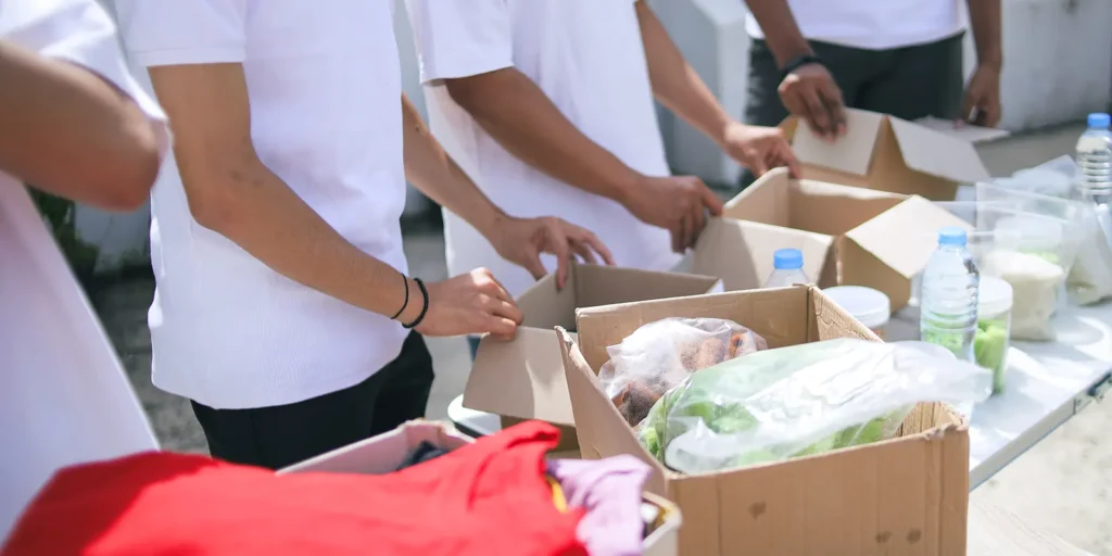 Humanitarian aid supplies prepared for civilians affected by the war in Ukraine